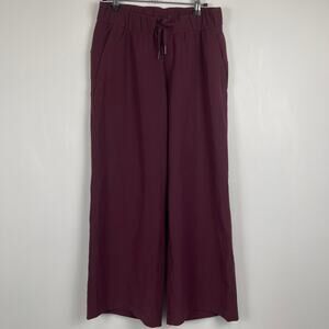 Lululemon Maroon Wide Leg On The Fly Drawstring 7/8 Crop Pants Size 4